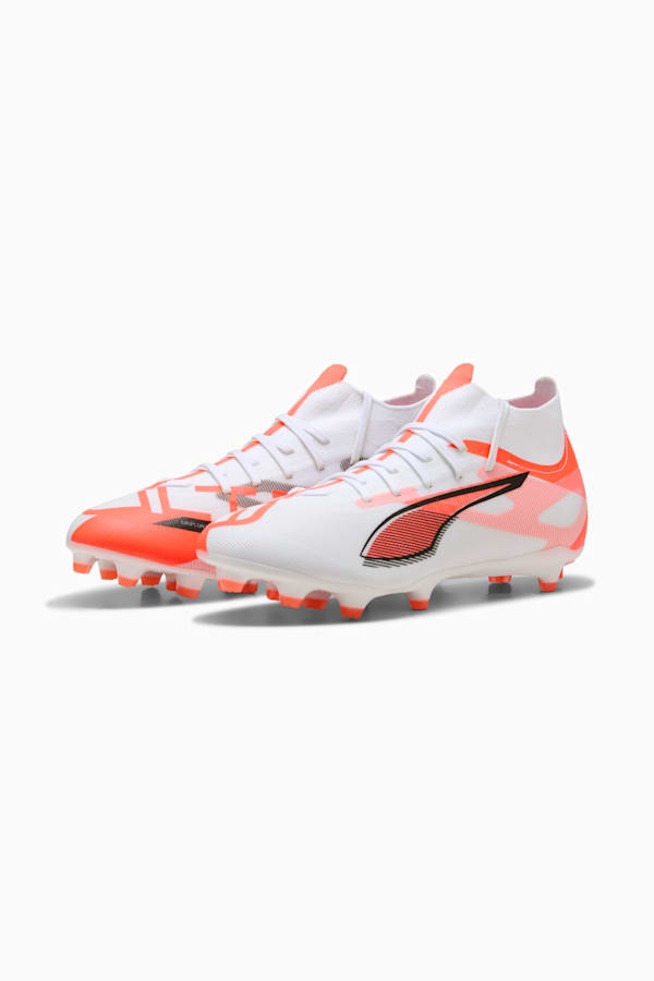 ULTRA 5 MATCH+ FG/AG Football Boots, PUMA White-PUMA Black-Glowing Red, extralarge