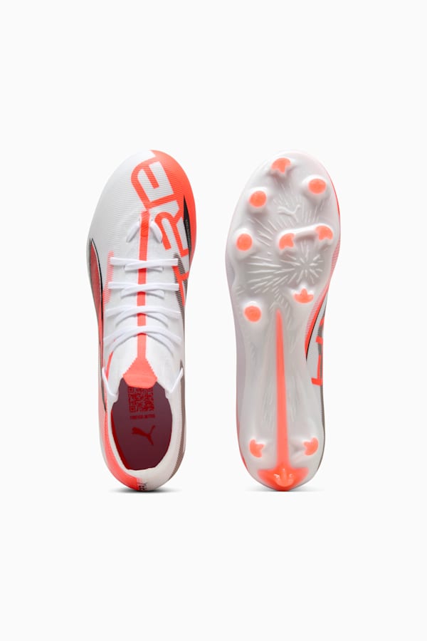 ULTRA 5 MATCH+ FG/AG Football Boots, PUMA White-PUMA Black-Glowing Red, extralarge