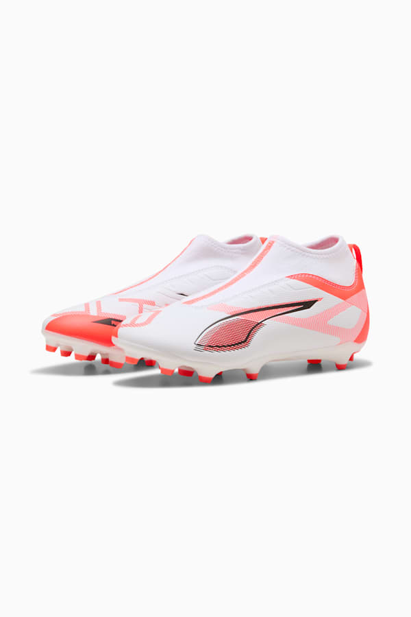 ULTRA 5 MATCH+ FG/AG Laceless Football Boots Youth, PUMA White-PUMA Black-Glowing Red, extralarge-GBR
