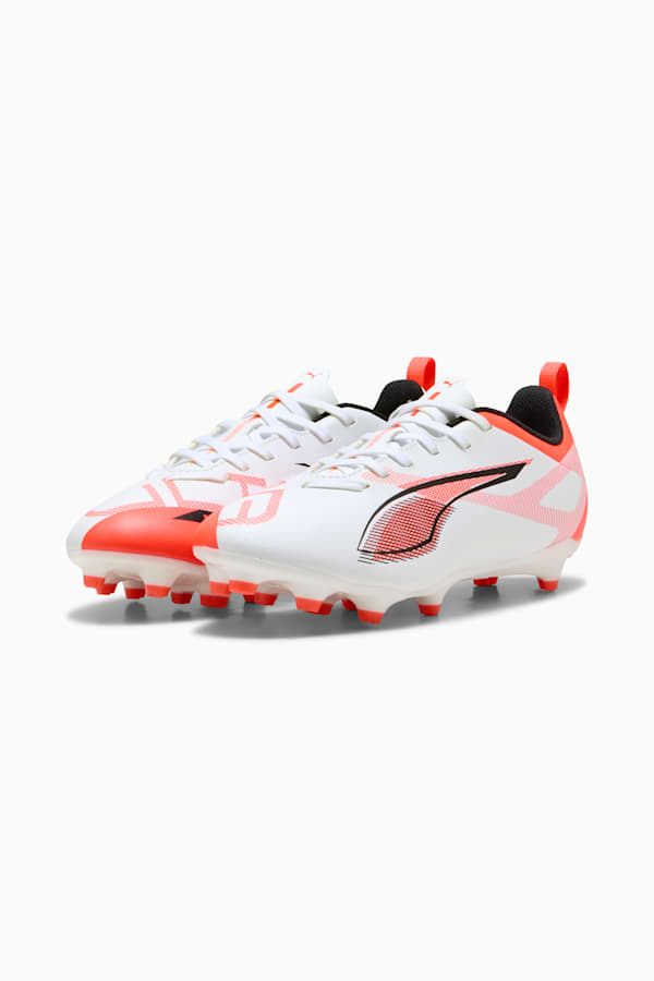 ULTRA 5 PLAY FG/AG Football Boots Youth, PUMA White-PUMA Black-Glowing Red, extralarge