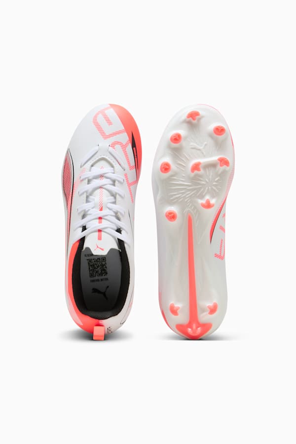 ULTRA 5 PLAY FG/AG Football Boots Youth, PUMA White-PUMA Black-Glowing Red, extralarge