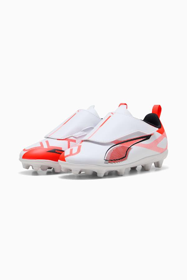 ULTRA 5 PLAY V FG/AG RB Football Boots Youth, PUMA White-PUMA Black-Glowing Red, extralarge-GBR