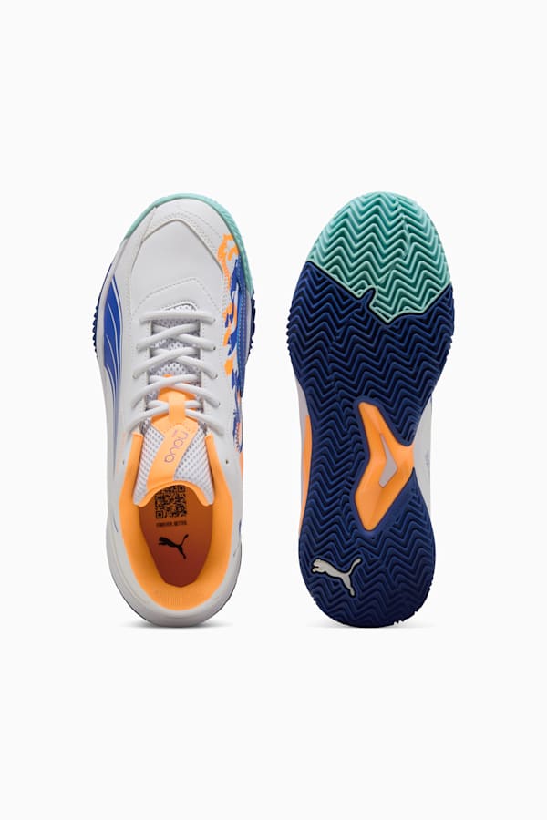 NOVA Smash Padel Shoes, PUMA White-Vivid Blue-Heat Fire-PUMA Black, extralarge