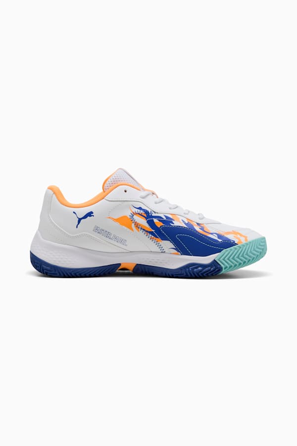 NOVA Smash Padel Shoes, PUMA White-Vivid Blue-Heat Fire-PUMA Black, extralarge