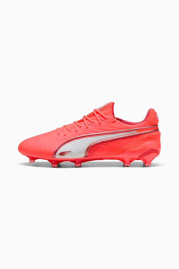 KING ULTIMATE FG/AG Football Boots Unisex, Glowing Red-PUMA White-Red Fire, extralarge