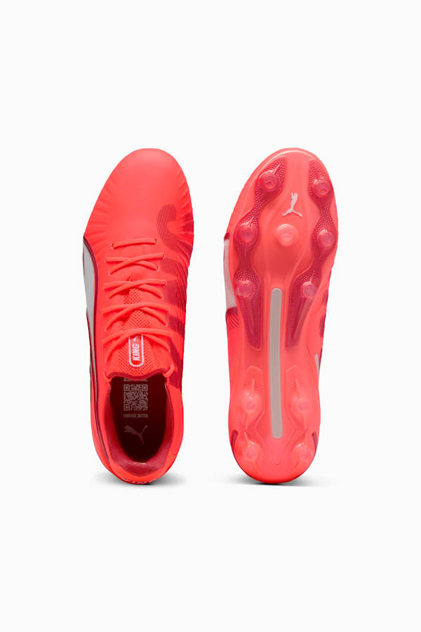 KING ULTIMATE FG/AG Football Boots Unisex, Glowing Red-PUMA White-Red Fire, extralarge