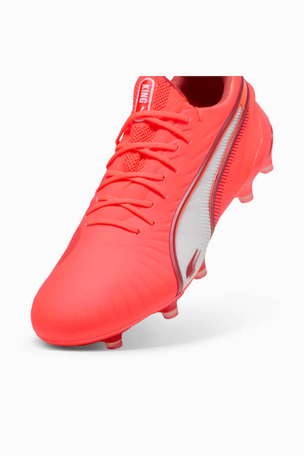 KING ULTIMATE FG/AG Football Boots Unisex, Glowing Red-PUMA White-Red Fire, extralarge