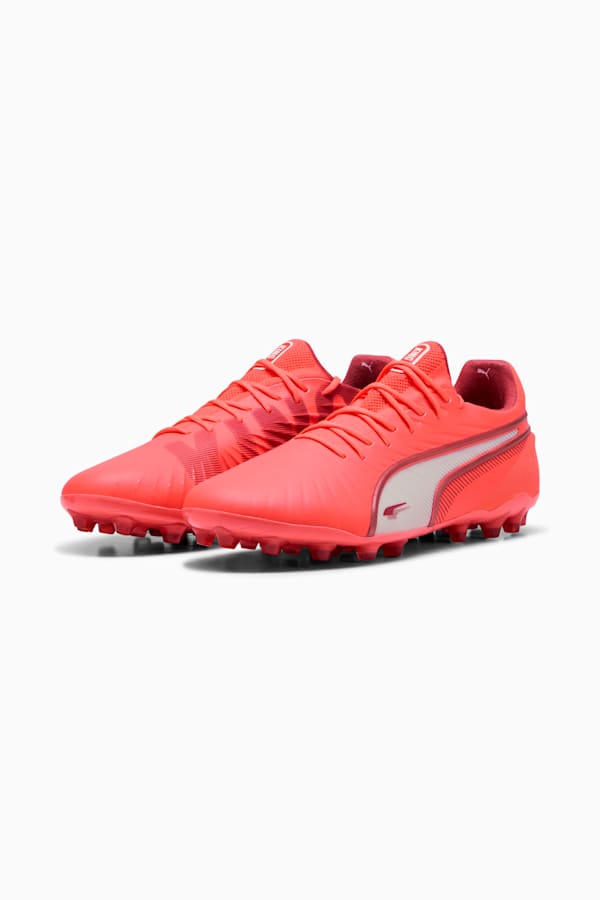 KING ULTIMATE MG Football Boots Unisex, Glowing Red-PUMA White-Red Fire, extralarge