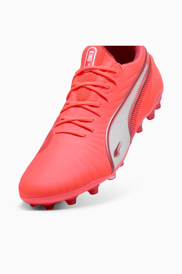 KING ULTIMATE MG Football Boots Unisex, Glowing Red-PUMA White-Red Fire, extralarge