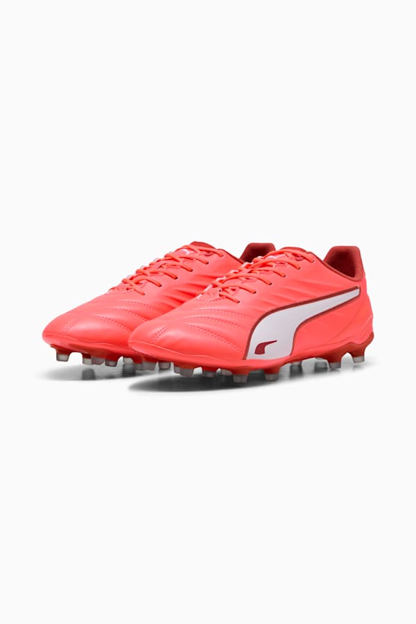 KING PRO FG/AG Football Boots Unisex, Glowing Red-PUMA White-Red Fire, extralarge