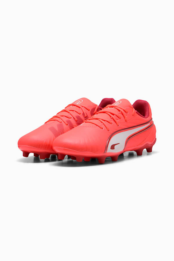 KING MATCH FG/AG Football Boots Youth, Glowing Red-PUMA White-Red Fire, extralarge