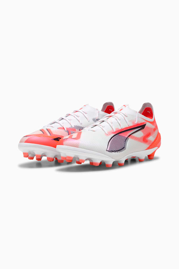 ULTRA 5 ULTIMATE AG Football Boots Unisex, PUMA White-PUMA Black-Glowing Red, extralarge