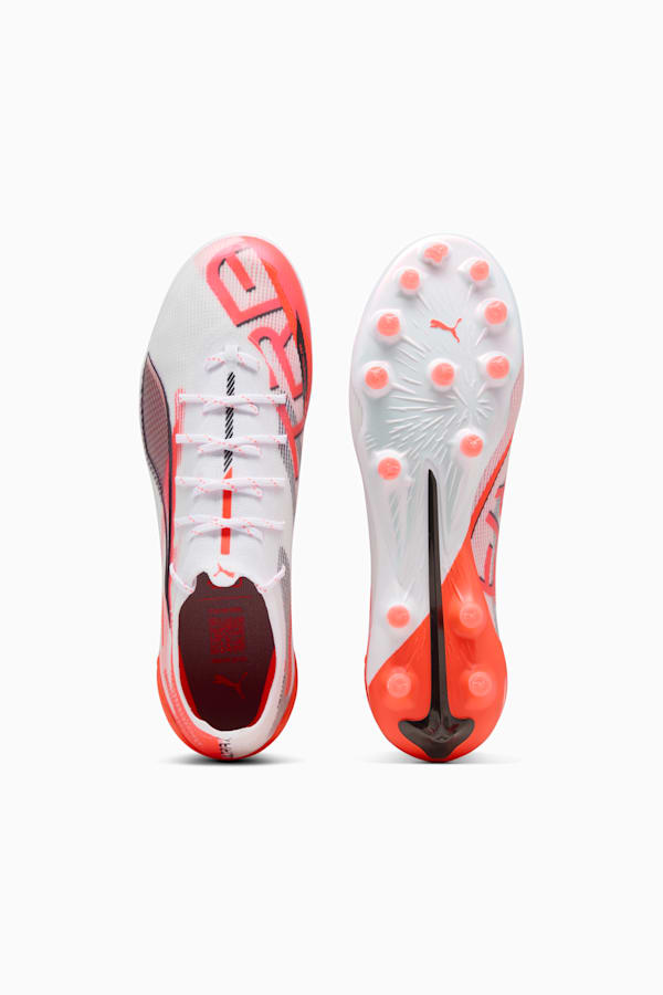 ULTRA 5 ULTIMATE AG Football Boots Unisex, PUMA White-PUMA Black-Glowing Red, extralarge