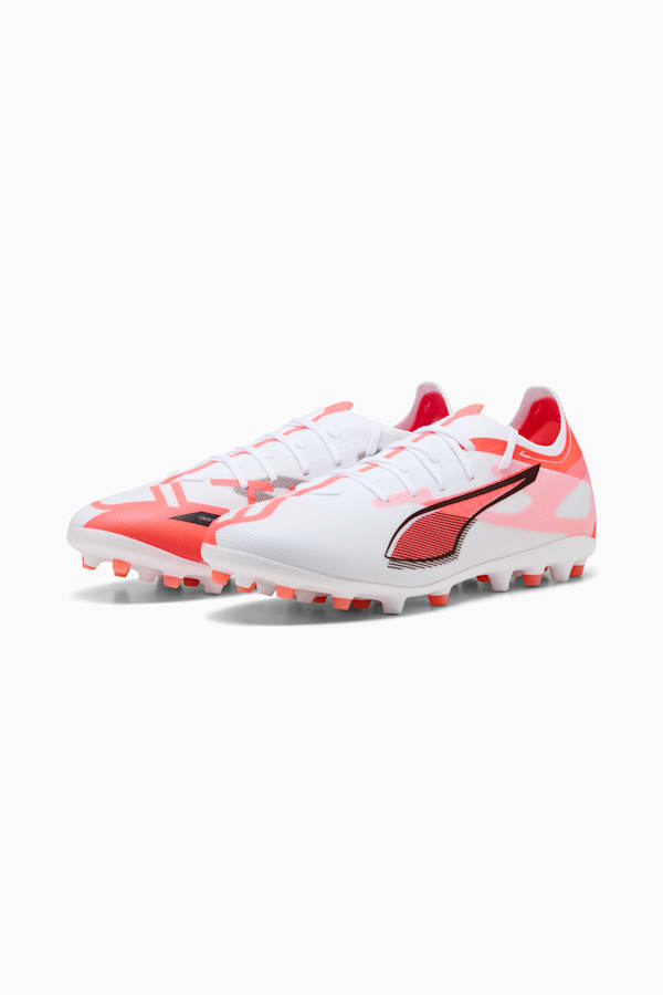 ULTRA 5 MATCH MG Football Boots Unisex, PUMA White-PUMA Black-Glowing Red, extralarge