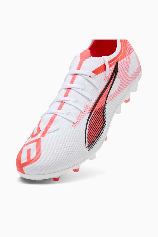 ULTRA 5 MATCH MG Football Boots Unisex, PUMA White-PUMA Black-Glowing Red, extralarge