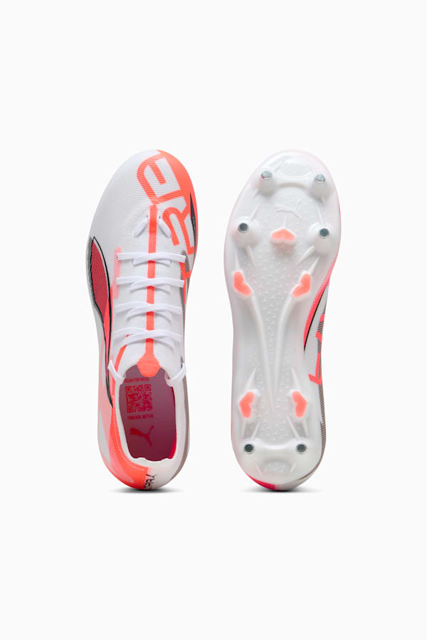 ULTRA 5 MATCH MxSG Football Boots Unisex, PUMA White-PUMA Black-Glowing Red, extralarge
