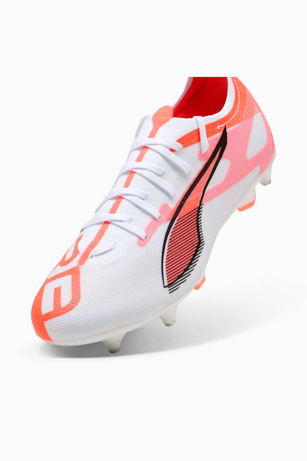 ULTRA 5 MATCH MxSG Football Boots Unisex, PUMA White-PUMA Black-Glowing Red, extralarge