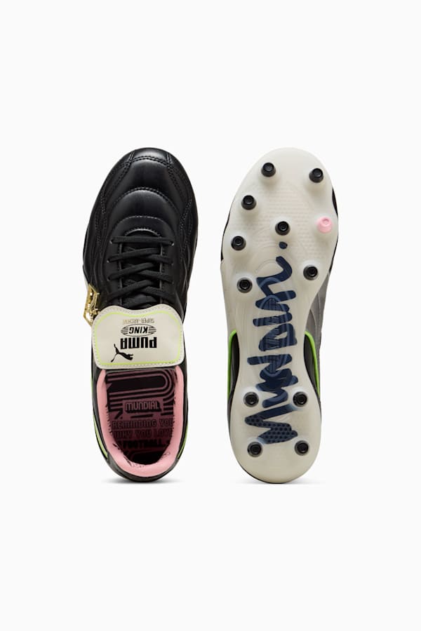 KING TOP x MUNDIAL FG/AG Football Boots Unisex, PUMA Black-PUMA White-Poison Pink, extralarge-GBR
