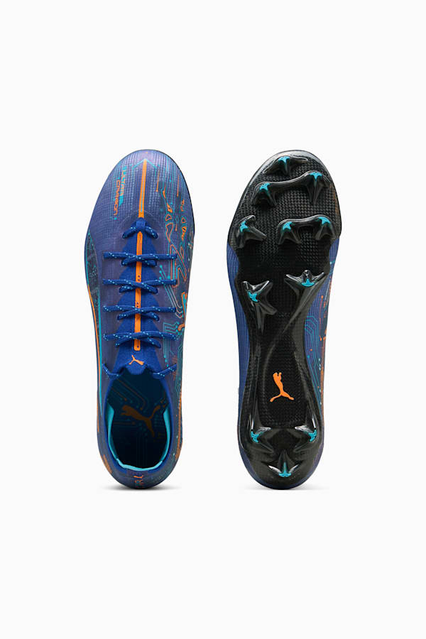 ULTRA 5 CARBON SPEED FG Football Boots Unisex, Vivid Blue-Heat Fire-Bright Aqua-PUMA Black, extralarge