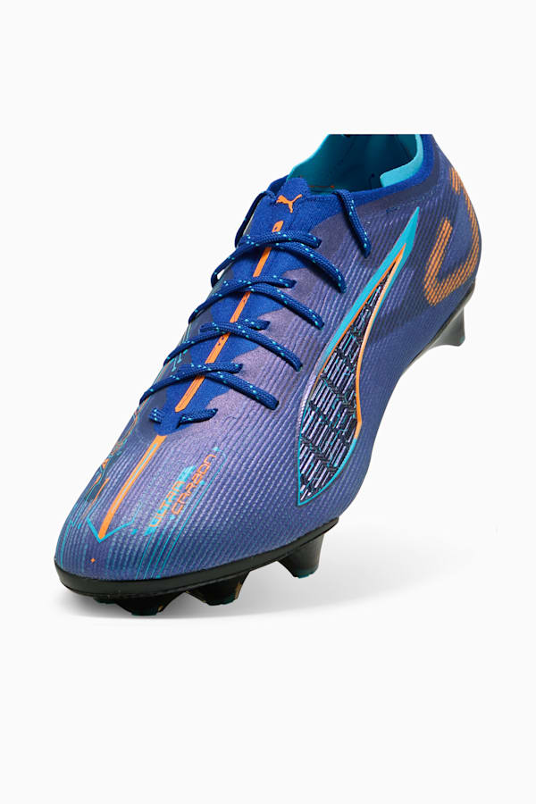 ULTRA 5 CARBON SPEED FG Football Boots Unisex, Vivid Blue-Heat Fire-Bright Aqua-PUMA Black, extralarge