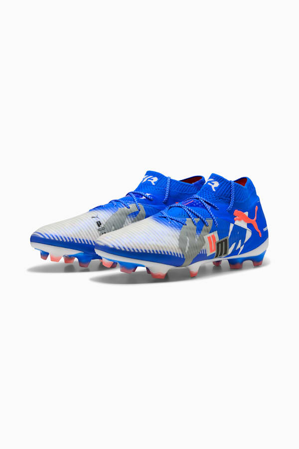 FUTURE 8 ULTIMATE FOREVER FG Football Boots Unisex, PUMA White-Ultra Blue-Feather Gray-PUMA Black-Glowing Red, extralarge-GBR