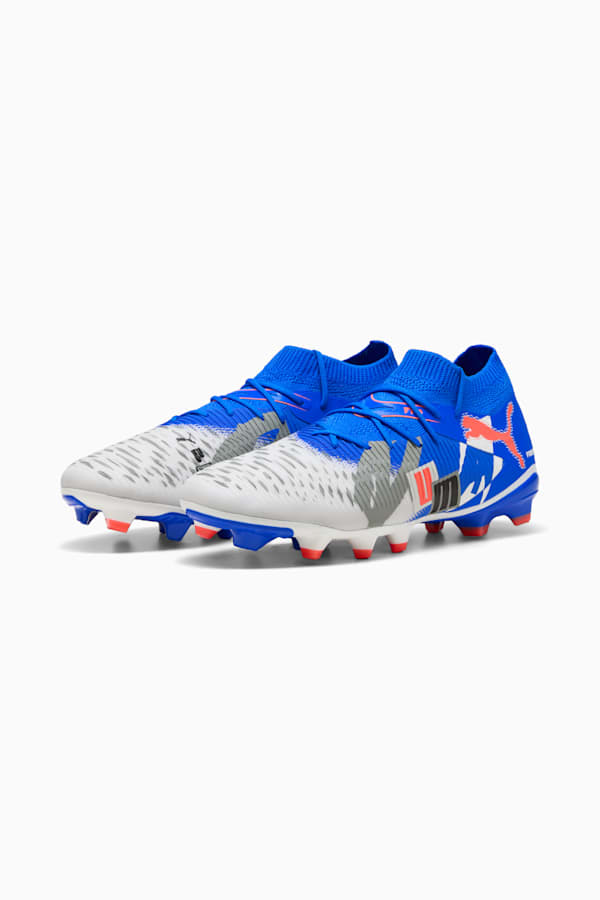 FUTURE 8 MATCH FOREVER FG/AG Football Boots Unisex, PUMA White-Ultra Blue-Feather Gray-PUMA Black-Glowing Red, extralarge-GBR