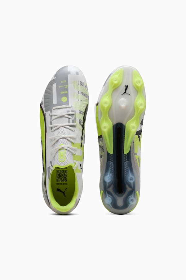 KING ULTIMATE FOREVER FG/AG Football Boots Unisex, Feather Gray-Electric Lime-PUMA White-Flat Light Gray, extralarge-GBR