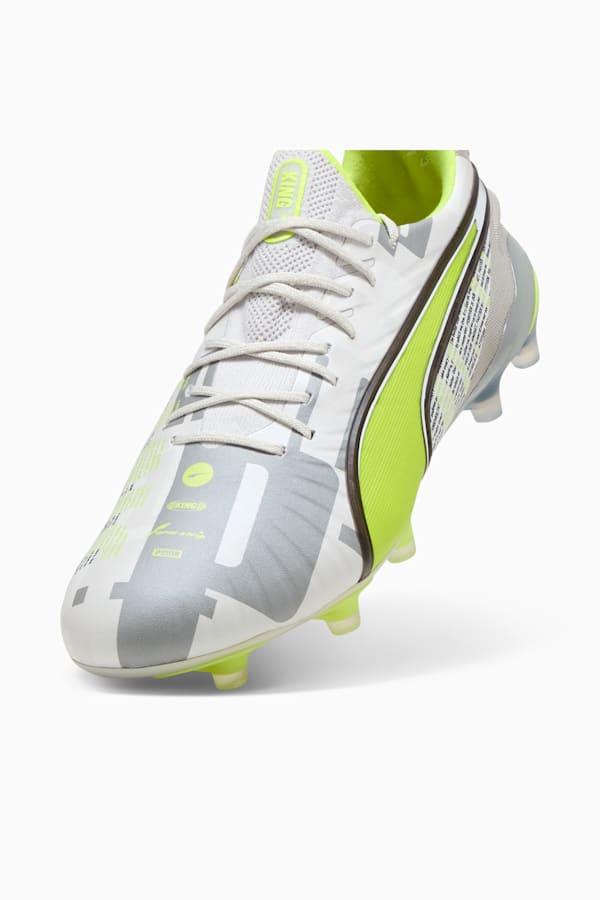 KING ULTIMATE FOREVER FG/AG Football Boots Unisex, Feather Gray-Electric Lime-PUMA White-Flat Light Gray, extralarge-GBR