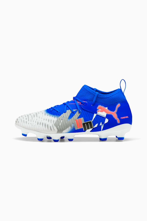 FUTURE 8 MATCH FOREVER FG/AG Football Boots Youth, PUMA White-Ultra Blue-Feather Gray-PUMA Black-Glowing Red, extralarge-GBR