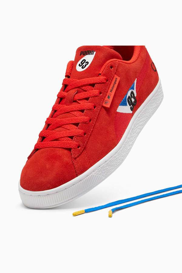 BMW M Motorsport Suede Calder Sneakers, Pop Red-Sport Yellow-Cool Cobalt, extralarge