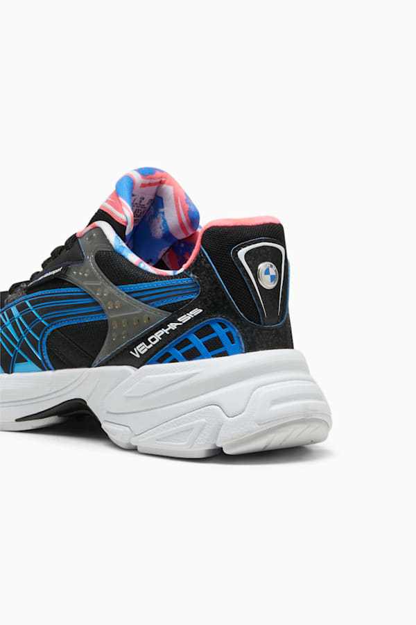 BMW M Motorsport Velophasis Neon Sneakers Unisex, PUMA Black-Luminous Blue-Sunset Glow, extralarge