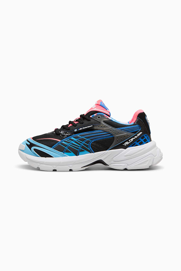 BMW M Motorsport Velophasis Neon Sneakers Unisex, PUMA Black-Luminous Blue-Sunset Glow, extralarge