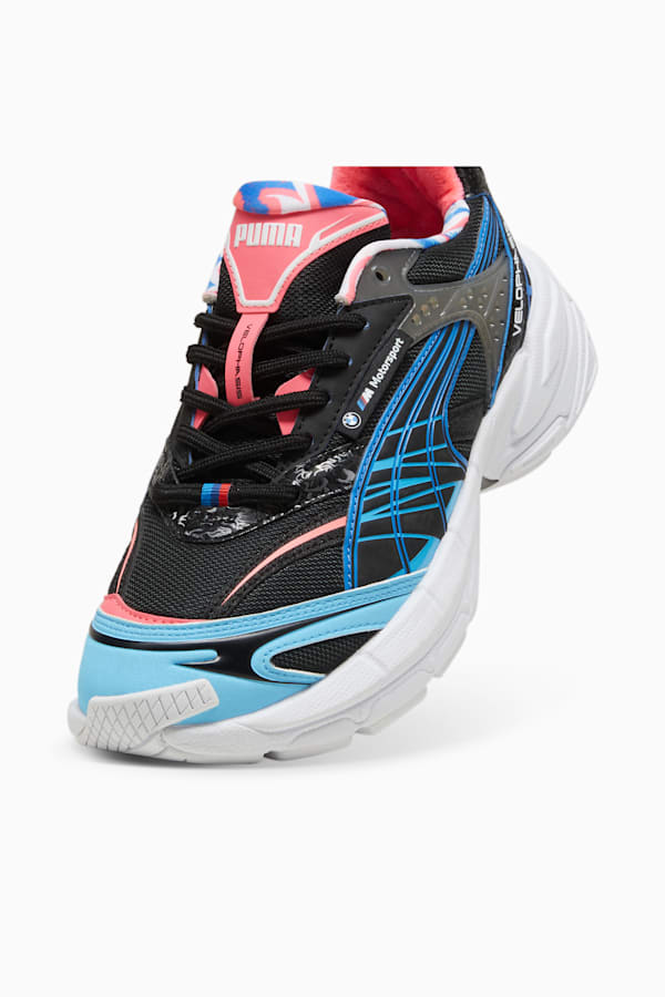 BMW M Motorsport Velophasis Neon Sneakers Unisex, PUMA Black-Luminous Blue-Sunset Glow, extralarge