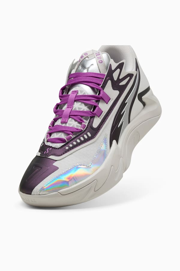 Scoot Zeros II Sterling Basketball Shoes Unisex, Feather Gray-Wild Berry, extralarge-GBR