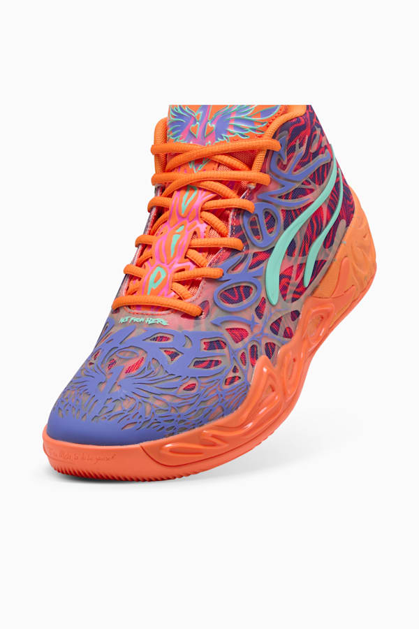 MB.04 Creativity Basketball Shoes Unisex, Dark Amethyst-Orange Glow-Poison Pink-Electric Peppermint, extralarge