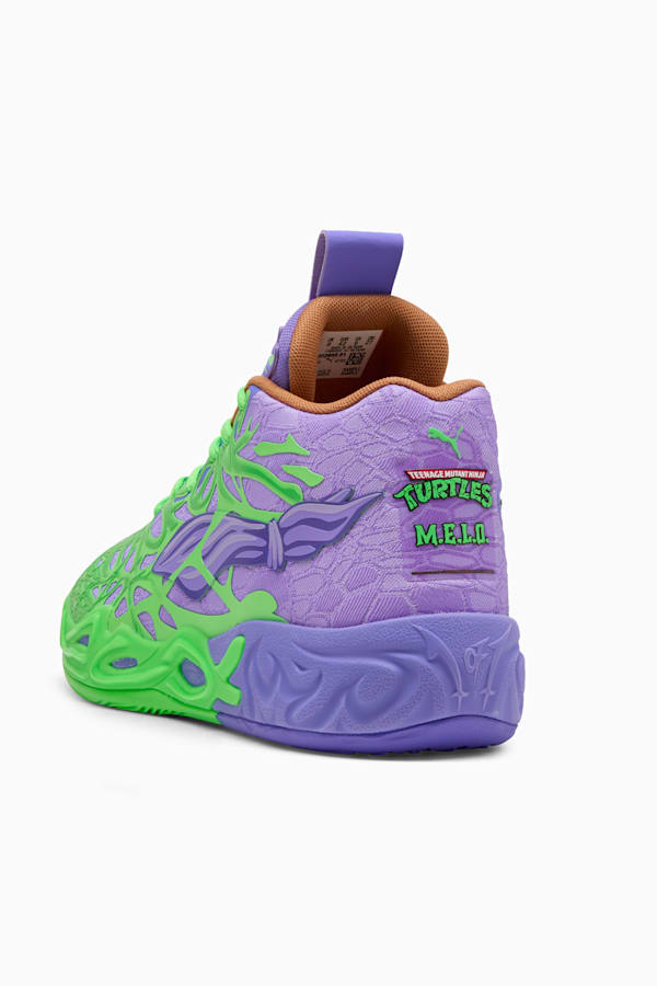 PUMA HOOPS x TMNT MB.04 RD Basketball Shoes Unisex, Fluro Green Pes-PUMA Red-Dark Amethyst, extralarge