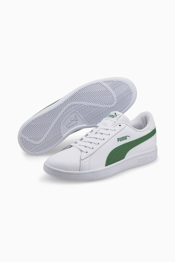 PUMA Smash v2 Sneaker, Puma White-Amazon Green, extralarge