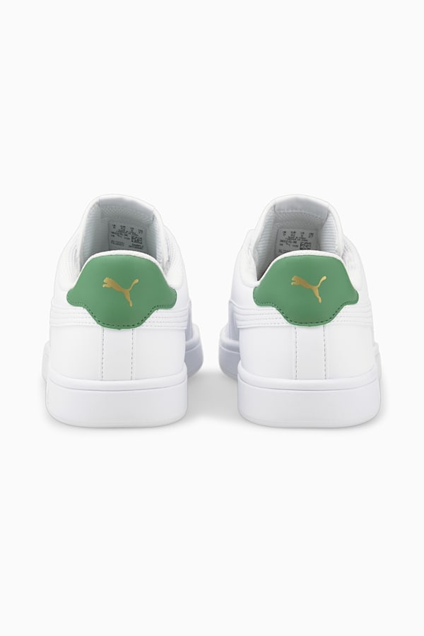 PUMA Smash V2 Sneaker, Puma White-Puma White-Amazon Green-Puma Team Gold, extralarge