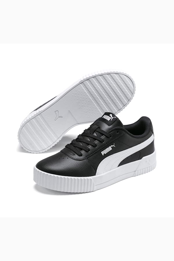 Carina Leather Women's Trainers, Puma Black-Puma White-Puma White, extralarge