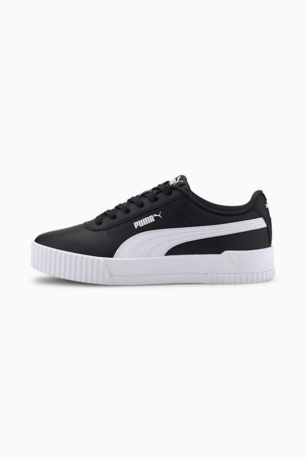 Carina Leather Women's Trainers, Puma Black-Puma White-Puma White, extralarge