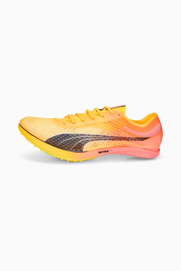 evoSPEED Distance Nitro Elite Track and Field Spikes, Sun Stream-Sunset Glow-Puma Black, extralarge