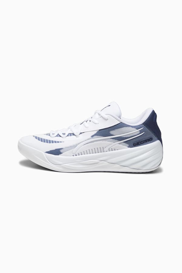 All-Pro NITRO Team Basketball Shoes, PUMA White-PUMA Navy-Lime Squeeze, extralarge