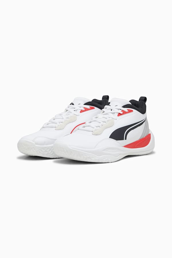 Playmaker Pro Plus Basketball Shoes, PUMA White-For All Time Red, extralarge