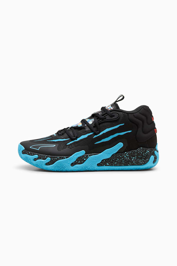 MB.03 Blue Hive Basketball Shoes, PUMA Black-Bright Aqua, extralarge