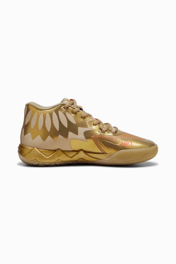 MB.01 Golden Child Basketball Shoes, Metallic Gold-Fiery Coral, extralarge
