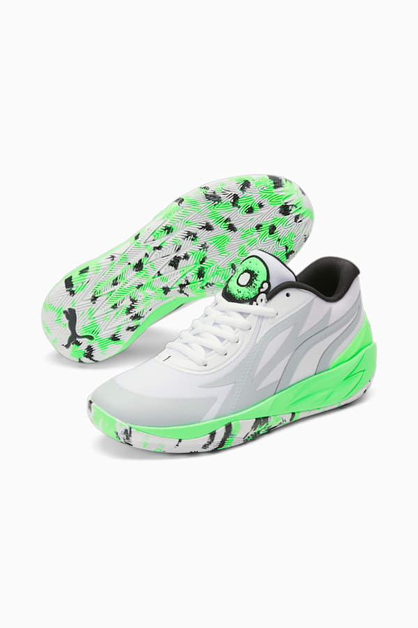 MB.02 Lo LaMel-O Basketball Shoes, Elektro Green-PUMA White, extralarge