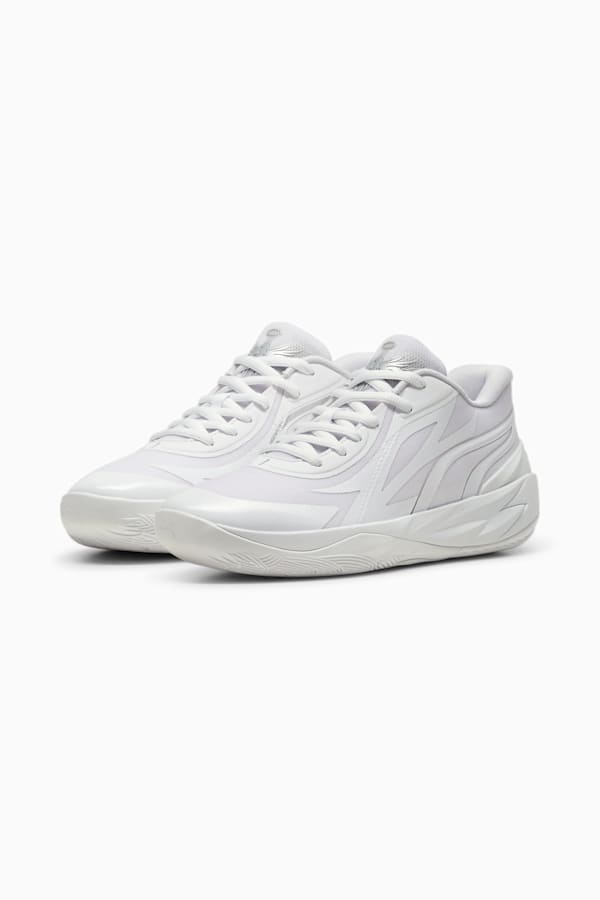 MB.02 Lo Basketball Shoes, PUMA White-PUMA Silver, extralarge