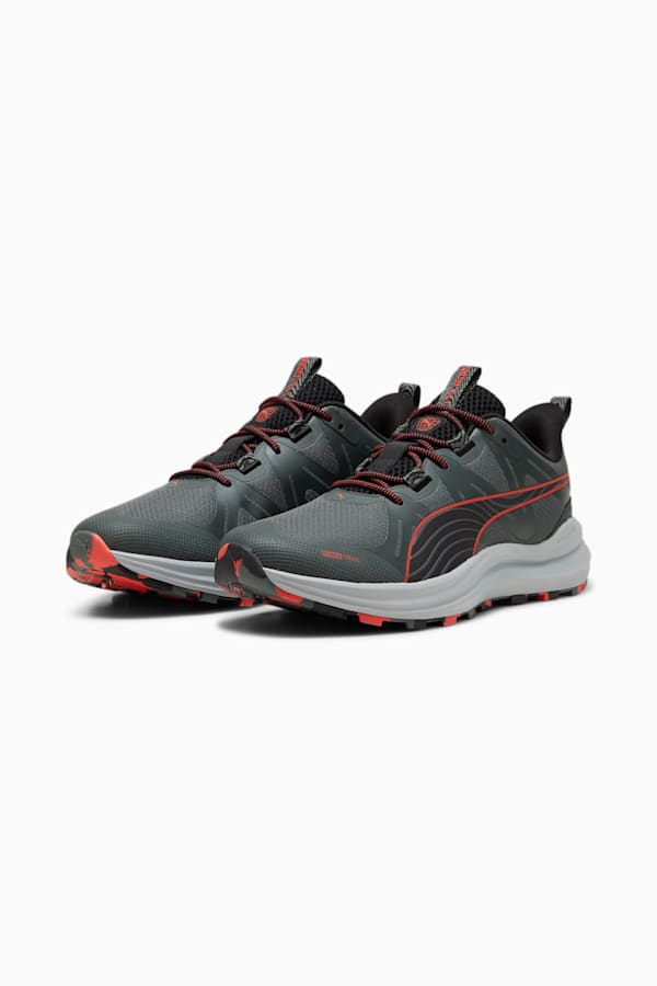 Reflect Lite Trail Running Shoes, Mineral Gray-PUMA Black-Active Red, extralarge