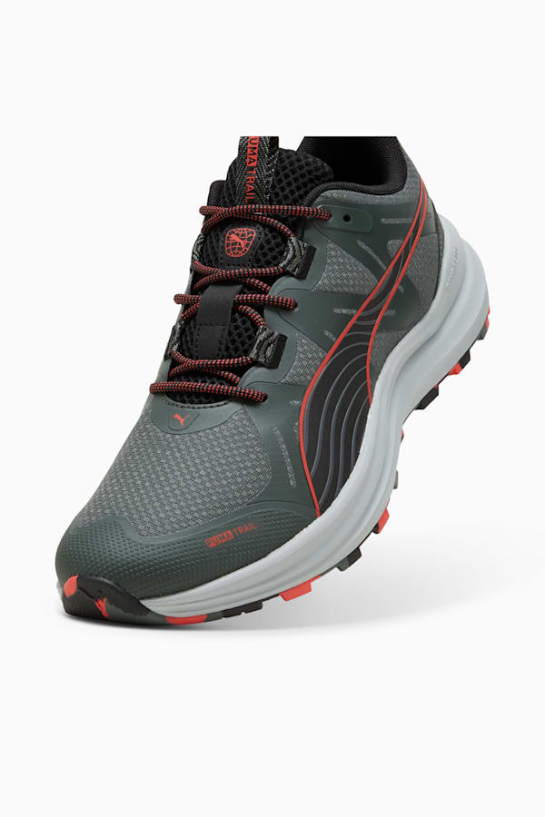 Reflect Lite Trail Running Shoes, Mineral Gray-PUMA Black-Active Red, extralarge