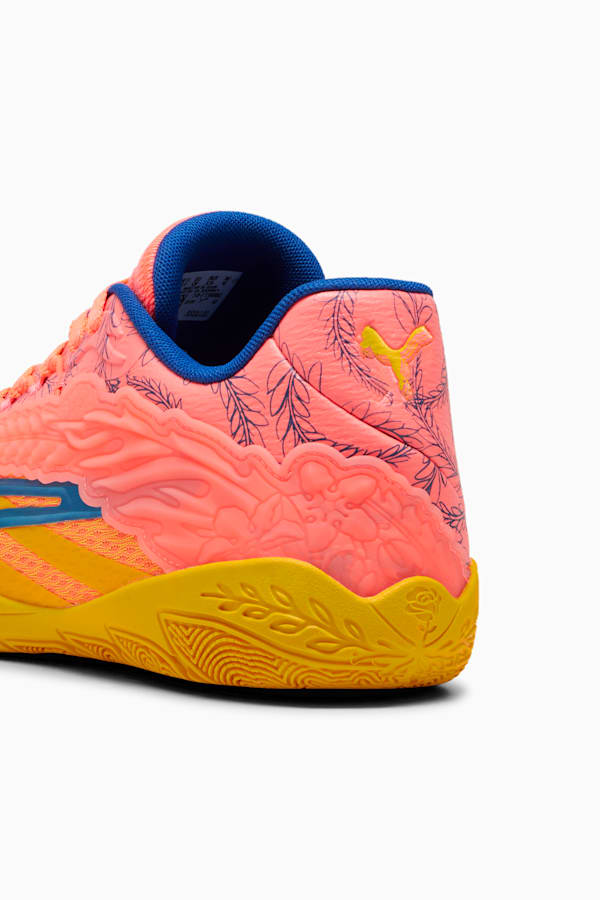 Stewie 3 Dawn in 'Cuse Basketball Shoes, Yellow Sizzle-Fluro Peach Pes-Cobalt Glaze-Luminous Blue, extralarge